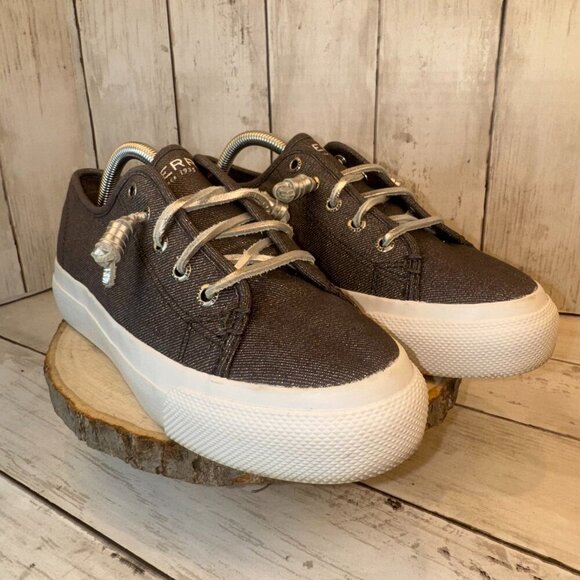 Sperry Top-Sider Seacoast Canvas Sneakers Metallic Platinum Women’s Size 6.5 - Picture 4 of 9